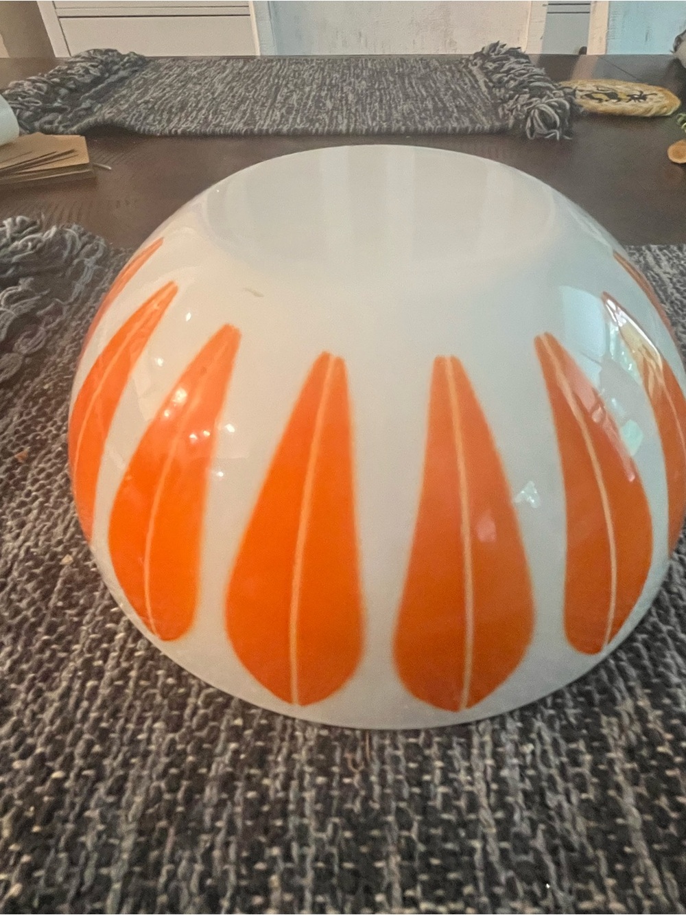 Cathrineholm Lotus Bowl True Orange On White Good Condition 8” Diameter MCM